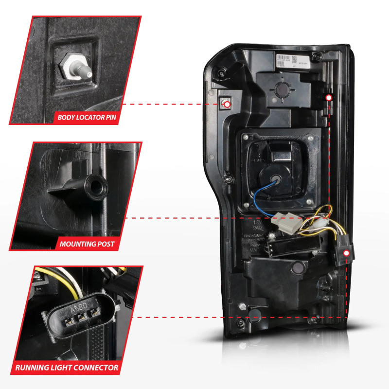 Ford Super Duty LED Taillights - Rear - ANZO - Sequential Signal, Full LED, Initiation Feature - Black - `23-`26