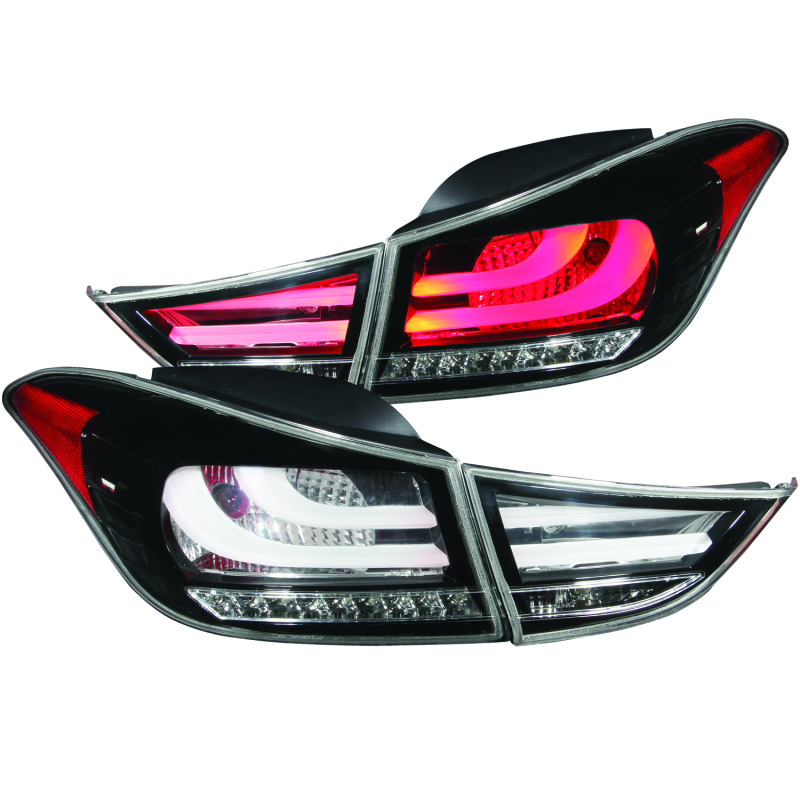 Hyundai Elantra LED Taillights - Rear - ANZO - Clear Lens, Black Housing - Black - `11-`13