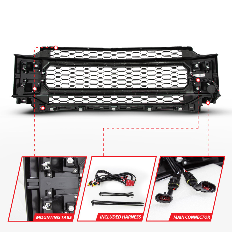 Ford F-150 LED Grille - Front - ANZO - Nexum Series - Black - `21-`23