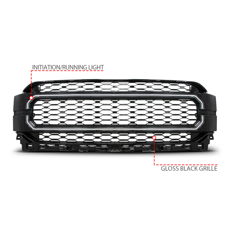 Ford F-150 LED Grille - Front - ANZO - Nexum Series - Black - `21-`23