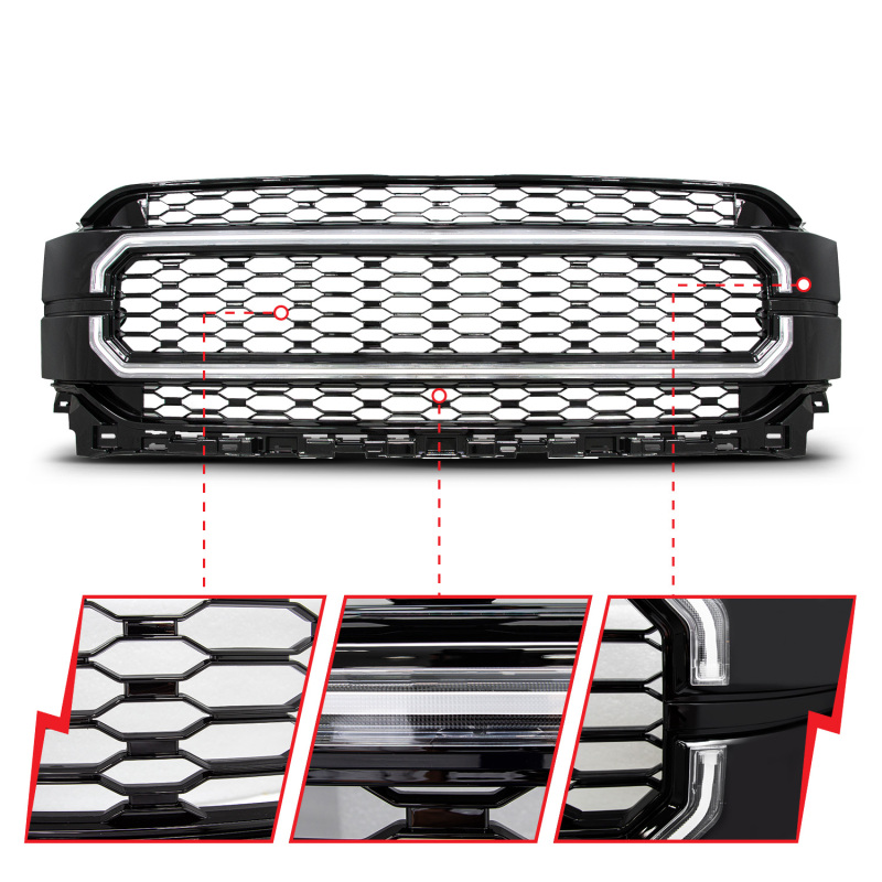 Ford F-150 LED Grille - Front - ANZO - Nexum Series - Black - `21-`23