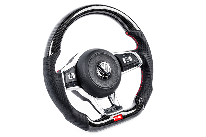 Volkswagen Golf R Steering Wheel - APR - Carbon Fiber & Perforated Leather - Red - `15-`19
