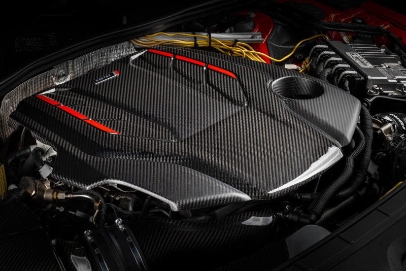 Audi A6 Allroad Engine Cover - APR - Carbon Fiber - Gorgeous gloss and matte carbon fiber twill with red accents - `19-`24