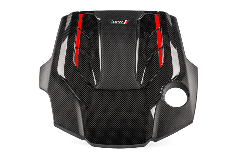 Audi S7 Sportback Engine Cover - APR - Carbon Fiber - Gorgeous gloss and matte carbon fiber twill with red accents - `19-`24