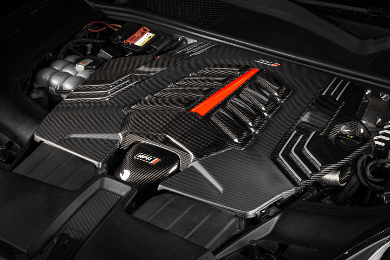 Porsche Cayenne Engine Cover - APR - Carbon Fiber Twill - Carbon Fiber Twill with red and white accents - `19-`23