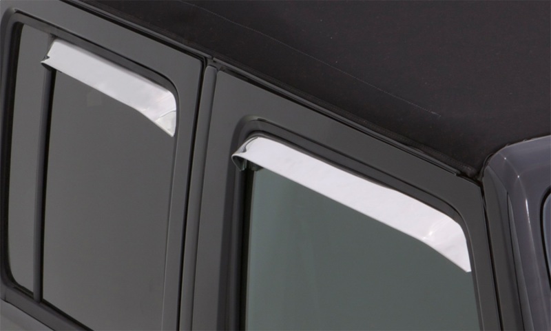 Jeep Wrangler Wind Deflectors - Front + Rear - AVS - Stainless - Chrome - `07-`18