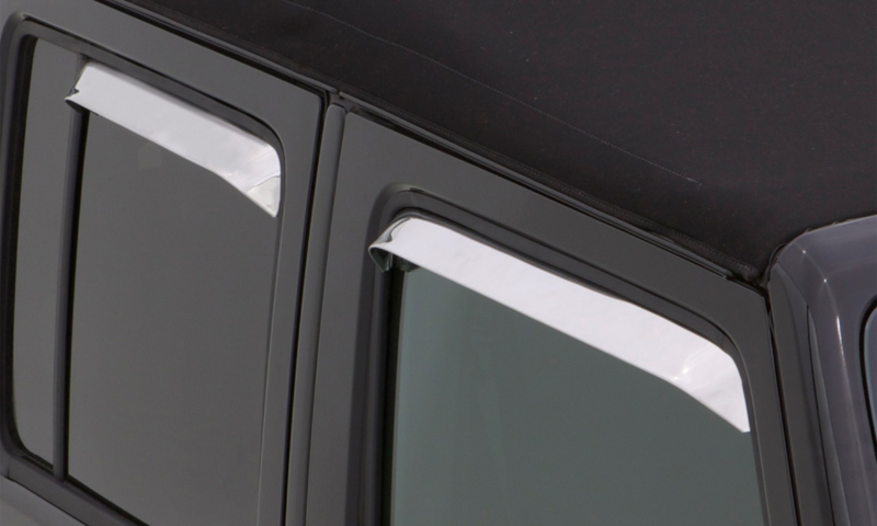 Jeep Wrangler Wind Deflectors - Front + Rear - AVS - Stainless - Chrome - `07-`18