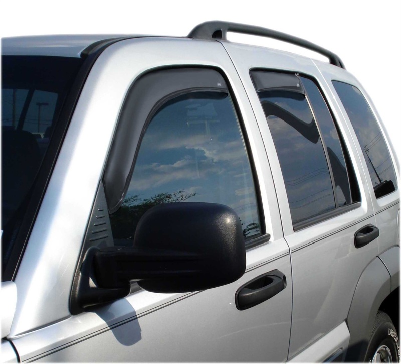 Jeep Liberty Wind Deflectors - Front + Rear - AVS - In-Channel - Smoke - `02-`07