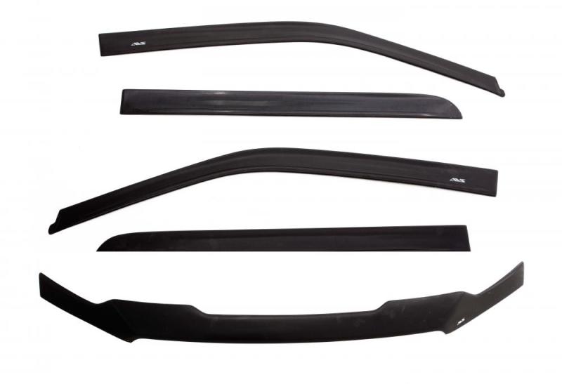 Jeep Wrangler X-S Ventvisor & Aeroskin Deflector Combo Kit - AVS - Low Profile - Matte Black - 2009