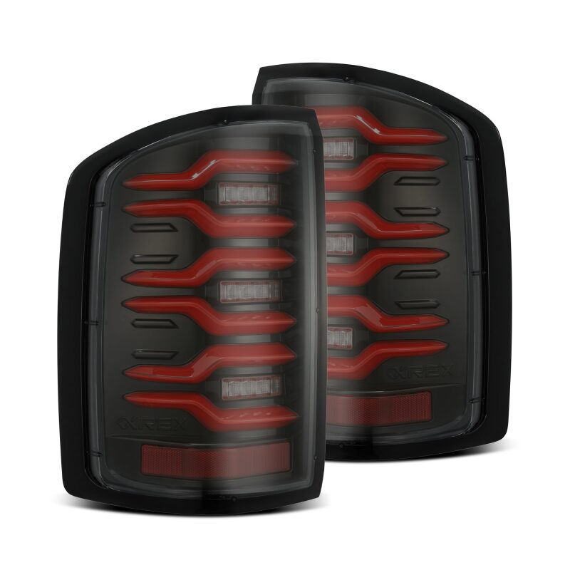 GMC Sierra 2500HD Tail Lights - AlphaRex - LUXX-Series LED - Black/Red - `14-`18 GMC Sierra 2500HD Tail Lights - AlphaRex - LUXX-Series LED - Black/Red - `14-`18