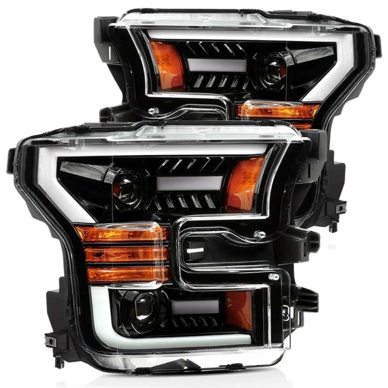 Ford F-150 Headlights - AlphaRex - LUXX LED Projector - Black - `15-`17