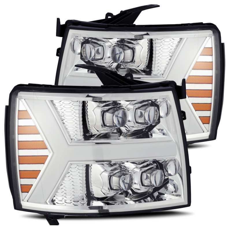 Chevrolet 1500HD Headlights - AlphaRex - NOVA LED Proj Headlights Plank Style - Chrome - `07-`13