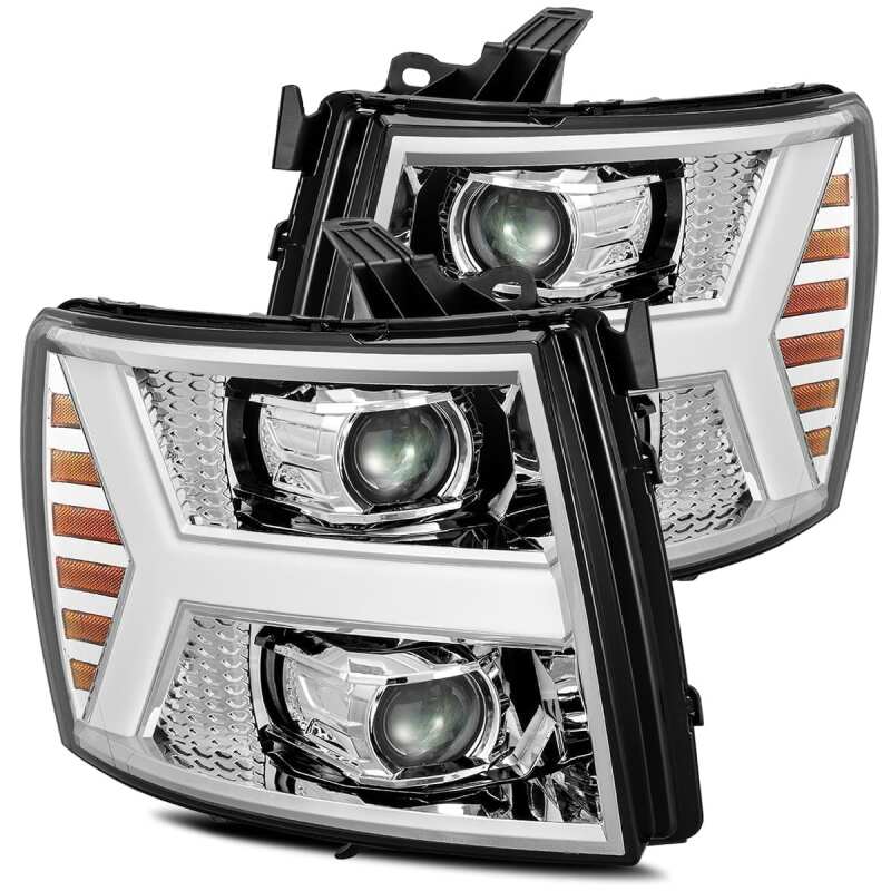 Chevrolet 1500 Headlights - AlphaRex - LUXX LED Projector Plank Design - Chrome - `07-`13