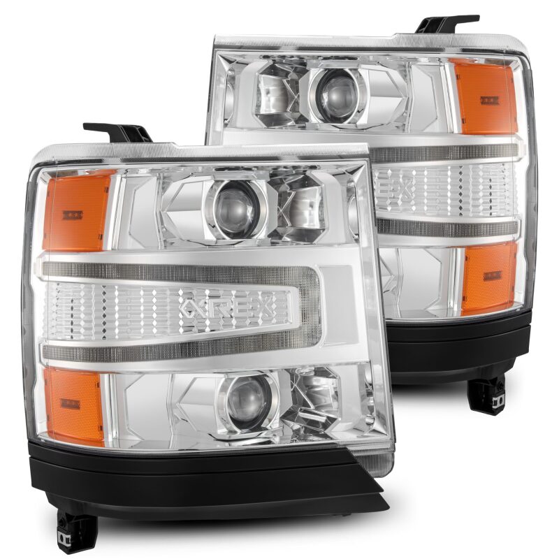 Chevrolet 1500HD Headlights - AlphaRex - LUXX LED Projector - Chrome - `16-`18