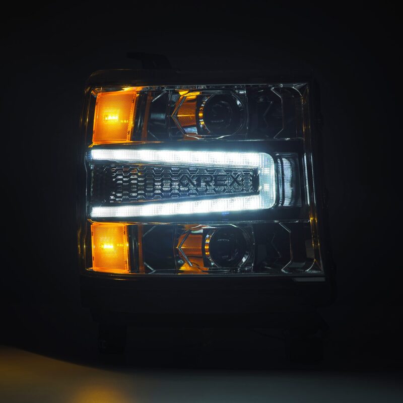 Chevrolet 1500HD Headlights - AlphaRex - LUXX LED Projector - Chrome - `16-`18