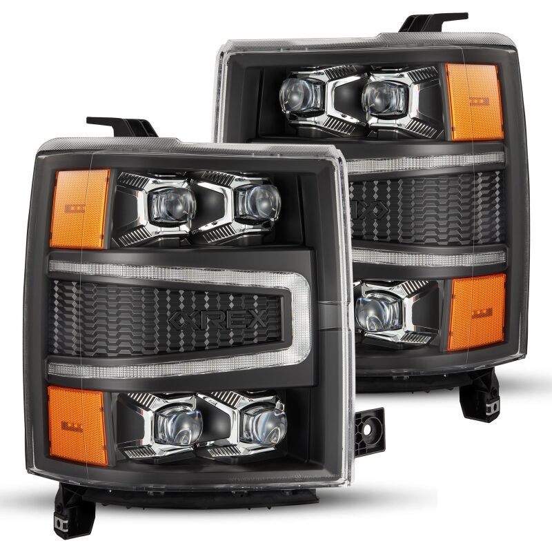 Chevrolet 1500HD Headlights - AlphaRex - NOVA-Series LED Proj - Black - `04-`15