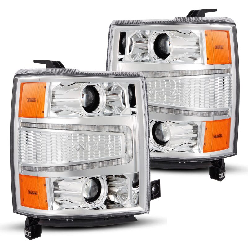 Chevrolet 1500HD Headlights - AlphaRex - LUXX LED Proj - Chrome - `04-`15
