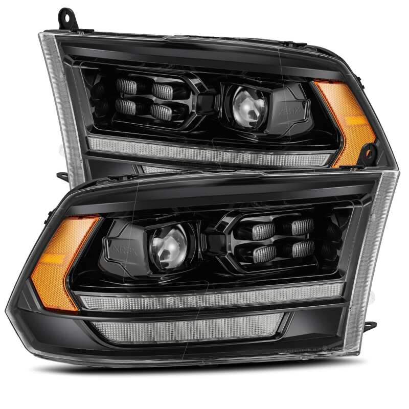 Ram 1500HD Headlights - AlphaRex - PRO-Series Plank Style with Sequential Signal/DRL - Alpha Black - `09-`18