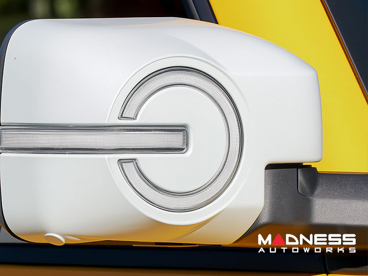 Ford Bronco Rear Mirror Cover - LED Gloss White