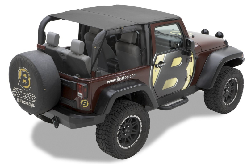 Jeep Wrangler JK Bikini Top - Front + Rear - Bestop - Header Safari - Black Diamond - `10-`18