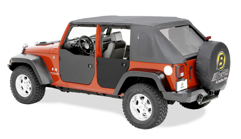 Jeep Wrangler Lower Fabric Doors - Rear - Bestop - Half Doors - Black Diamond - `07-`18