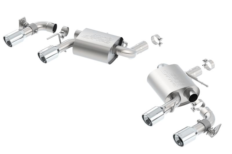 Chevrolet Small-Block Gen V LT1 Performance Exhaust - Rear - Borla - Axle Back S-Type with Dual NPP Valves and Quad Round Tips - Polished - `20-`24