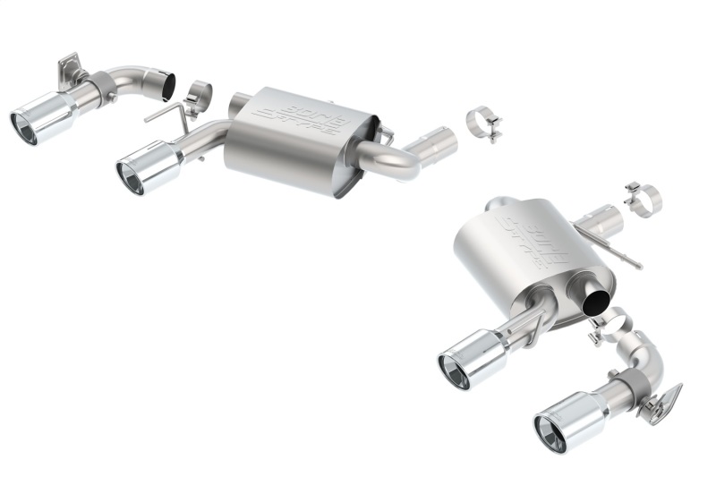Chevrolet Small-Block Gen V LT1 Performance Exhaust - Rear - Borla - Axle Back S-Type with Dual NPP Valves and Quad Round Tips - Polished - `20-`24
