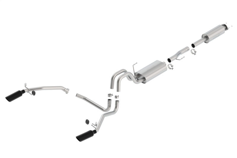 Ford F-150 Performance Exhaust - Single Split Rear Exit - Borla - S-Type - black chrome - `11-`14