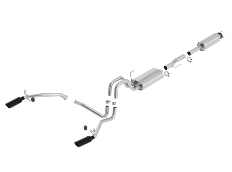Ford F-150 Performance Exhaust - Single Split Rear Exit - Borla - S-Type - black chrome - `11-`14 Ford F-150 Performance Exhaust - Single Split Rear Exit - Borla - S-Type - black chrome - `11-`14