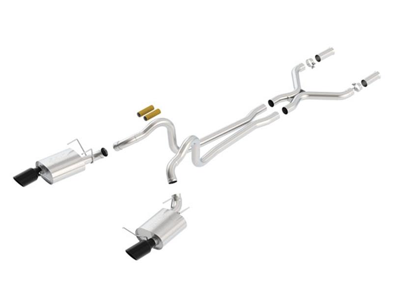 Ford Boss 302 Performance Exhaust - Single Split Rear Exit - Borla - Cat Back ATAK - Black Chrome - `13-`14