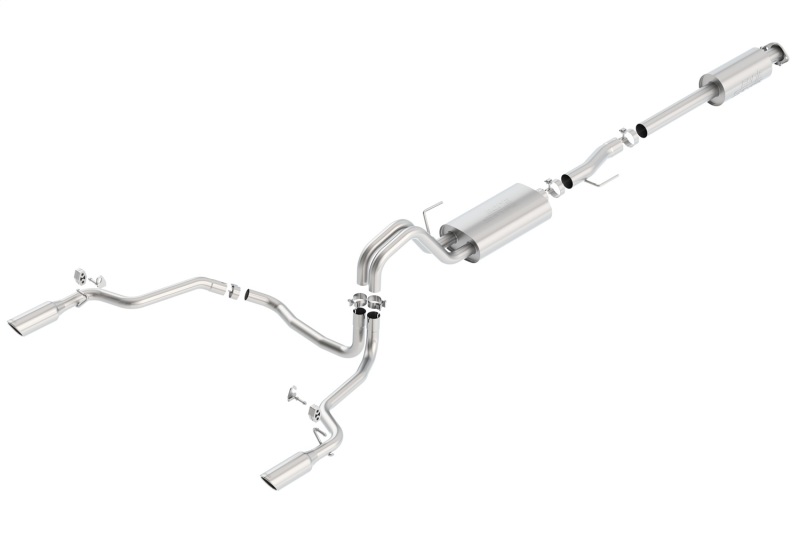 Ford F-150 Performance Exhaust - Single Split Rear Exit - Borla - S-Type Cat Back - Bright Chrome - `15-`20