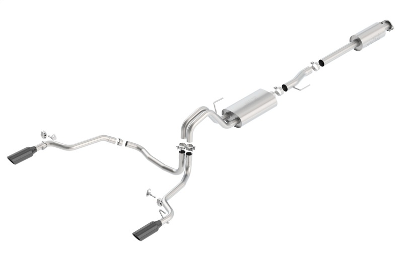 Ford F-150 Performance Exhaust - Rear Exit - Borla - Cat Back S-Type - Black Chrome - `15-`20