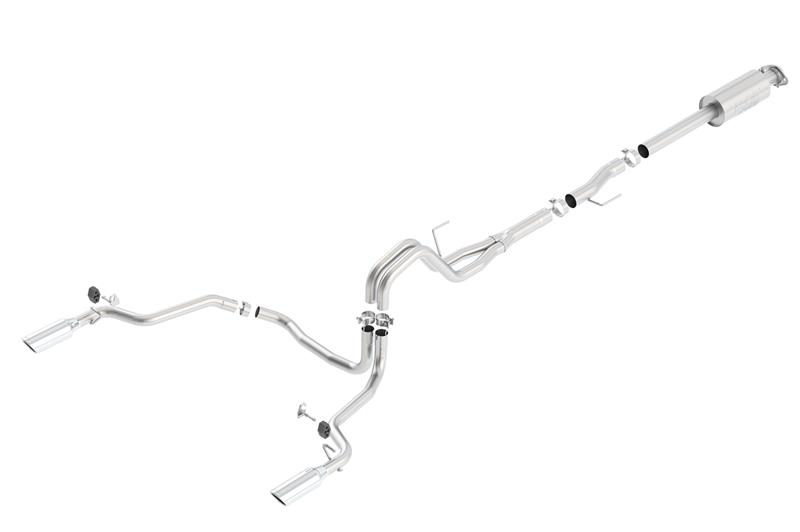 Ford F-150 Performance Exhaust - Single Split Rear Exit - Borla - ATAK Cat Back - Bright Chrome - `15-`20
