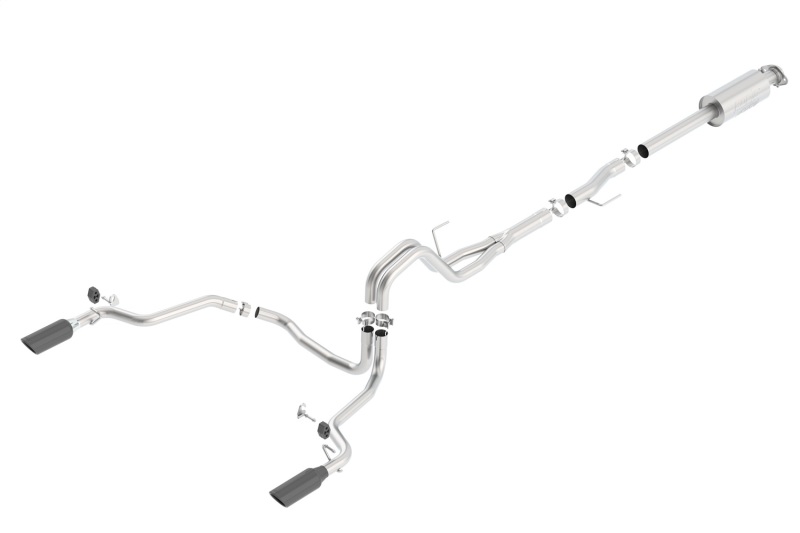 Ford F-150 Performance Exhaust - Single Split Rear Exit - Borla - ATAK Cat Back - Black Chrome - `15-`20