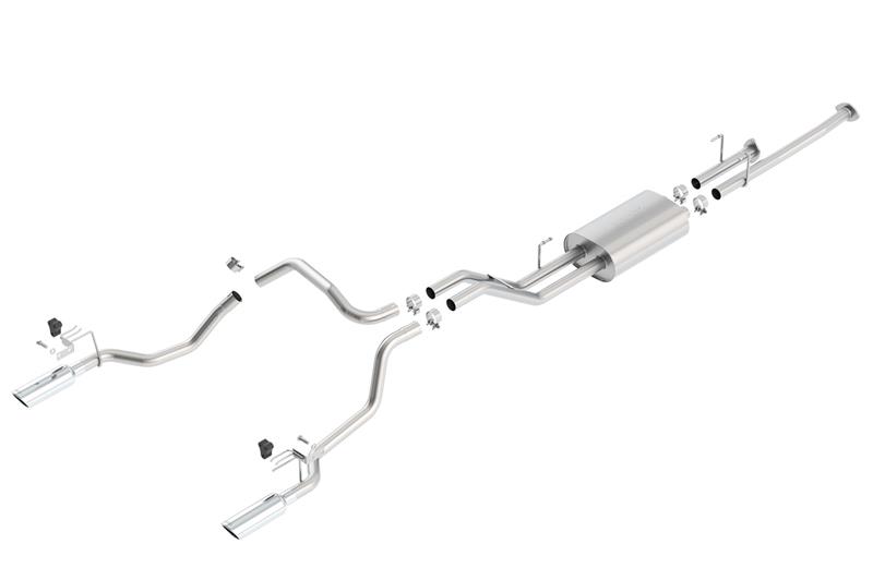 Toyota Tundra Performance Exhaust - Rear - Borla - Cat Back Touring Dual Split - Chrome - `14-`21