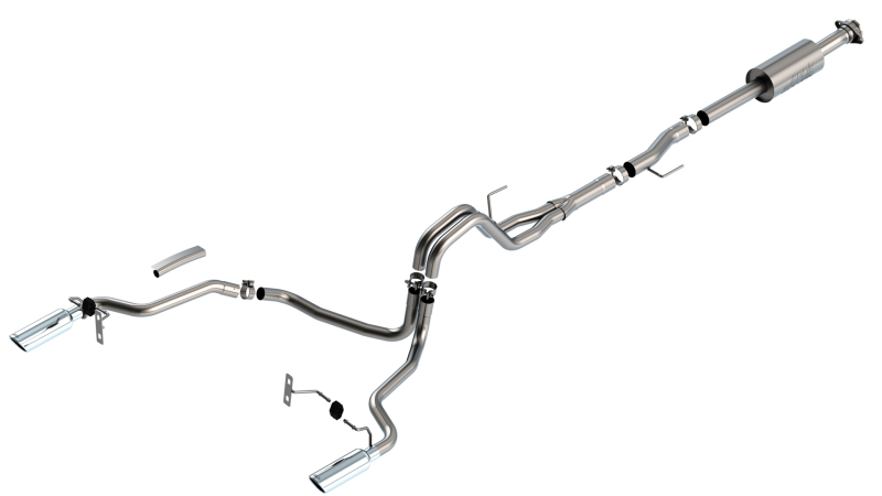 Ford F-150 Performance Exhaust - Rear - Borla - Cat Back S-Type - Bright Chrome - `21-`25