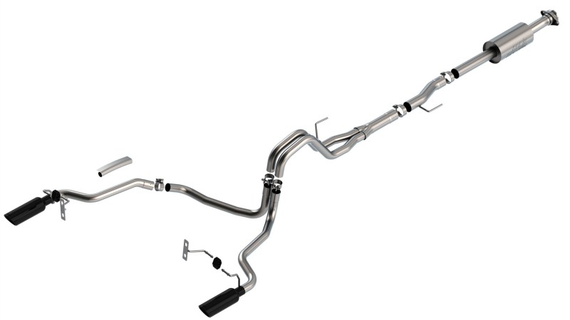 Ford F-150 Performance Exhaust - Rear - Borla - Cat Back S-Type - Black Chrome - `21-`25
