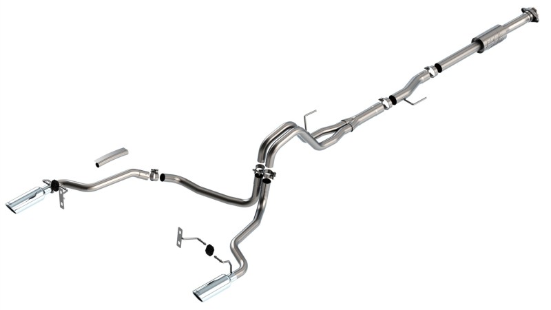 Ford F-150 Performance Exhaust - Split Rear Exit - Borla - Cat Back ATAK - Bright Chrome - `21-`25