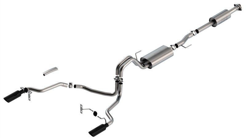 Ford F-150 Performance Exhaust - Rear - Borla - Cat Back Touring - Black Chrome - `21-`25