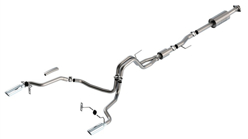 Ford F-150 Performance Exhaust - Rear - Borla - Cat Back S-Type - Bright Chrome - `21-`25