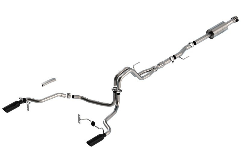 Ford F-150 Performance Exhaust - Split Rear Exit - Borla - Cat Back ATAK - Black Chrome - `21-`25 Ford F-150 Performance Exhaust - Split Rear Exit - Borla - Cat Back ATAK - Black Chrome - `21-`25