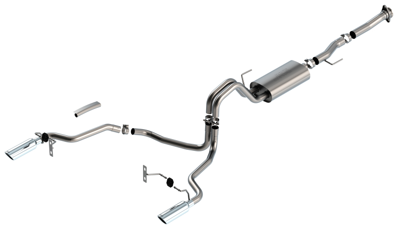 Ford F-150 Performance Exhaust - Rear - Borla - Cat Back S-Type - Bright Chrome - `21-`25