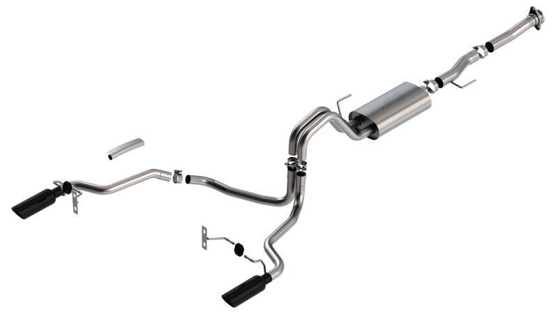 Ford F-150 Performance Exhaust - Rear - Borla - Cat Back S-Type - Black Chrome - `21-`25