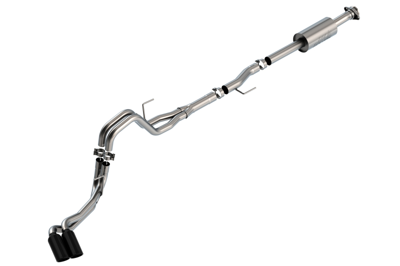 Ford F-150 Performance Exhaust - Dual Side Exit - Borla - Cat Back S-Type - Black Chrome - `21-`25 Ford F-150 Performance Exhaust - Dual Side Exit - Borla - Cat Back S-Type - Black Chrome - `21-`25