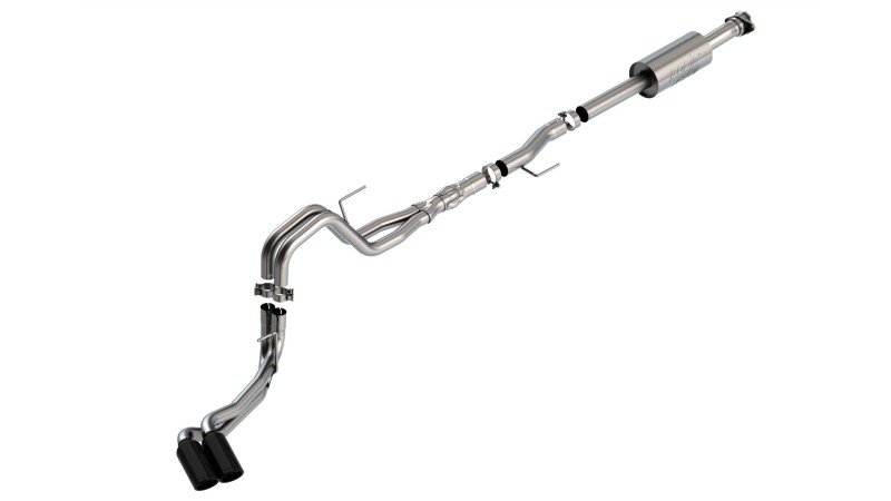 Ford F-150 Performance Exhaust - Dual Side Exit - Borla - Cat Back ATAK - Black Chrome - `21-`25