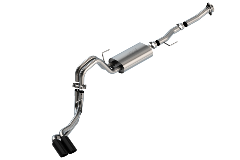 Ford F-150 Performance Exhaust - Dual Side Exit - Borla - Cat Back S-Type - Black Chrome - `21-`25 Ford F-150 Performance Exhaust - Dual Side Exit - Borla - Cat Back S-Type - Black Chrome - `21-`25