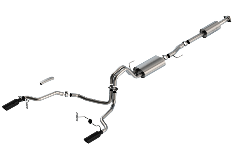 Ford F-150 Performance Exhaust - Rear - Borla - Cat Back S-Type, Split Rear Exit - Black Chrome - `21-`25 Ford F-150 Performance Exhaust - Rear - Borla - Cat Back S-Type, Split Rear Exit - Black Chrome - `21-`25