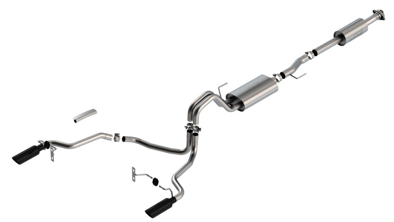 Ford F-150 Performance Exhaust - Rear - Borla - Cat Back S-Type, Split Rear Exit - Black Chrome - `21-`25