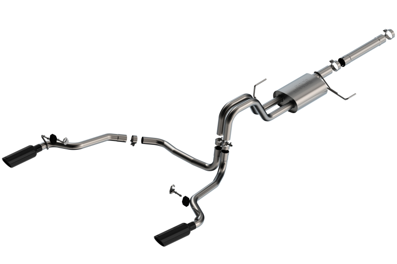 Ford F-150 Performance Exhaust - Rear - Borla - S-Type Cat-Back with Split Rear Exit - Black Chrome - `21-`25 Ford F-150 Performance Exhaust - Rear - Borla - S-Type Cat-Back with Split Rear Exit - Black Chrome - `21-`25