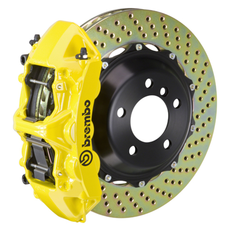 Audi S5 Brake Kit - Front - Brembo - GT BBK 6 Piston Cast 380x32 2pc Rotor Drilled - Yellow - `08-`17